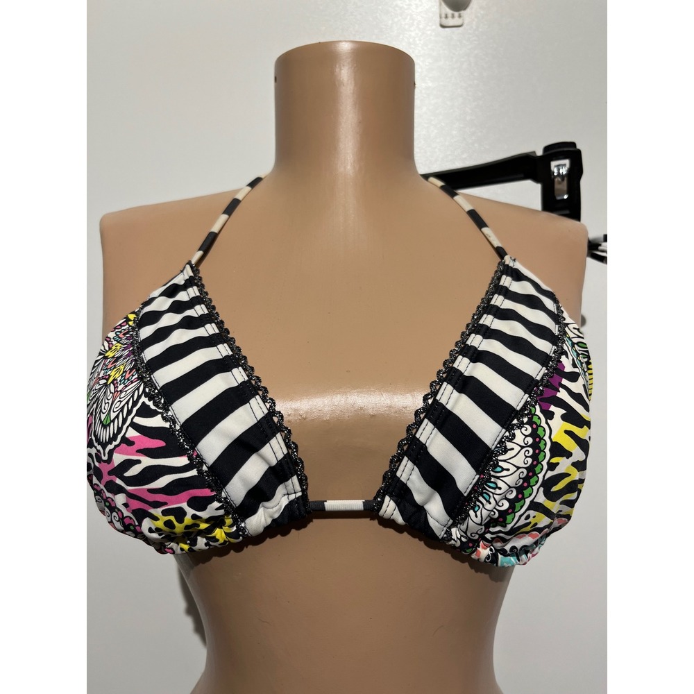 Sandoratto Womens‎ XS Multicolor Striped Animal Print Triangle Bikini Set NWT